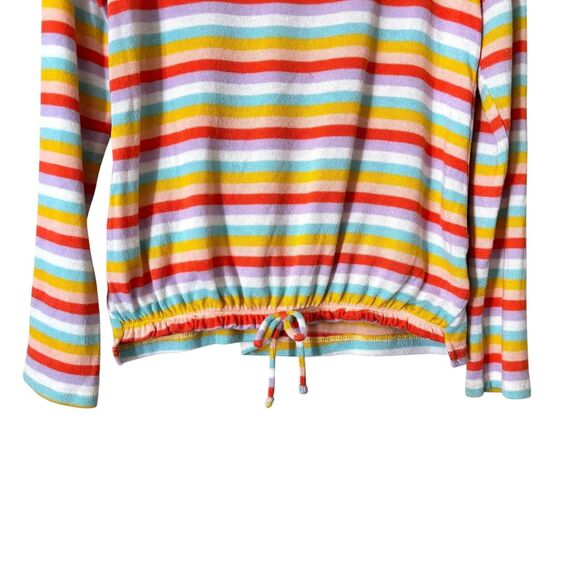 Cat & Jack Shirt Girls Small 6/6X Striped Long Sleeve Drawstring Pullover Top - Picture 4 of 6